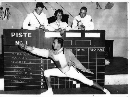 L-R: Bill Doroghty, Susie Tozer (Visitor), Tony Hammett and their coach displaying lunge O'Brien