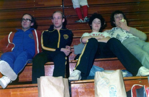 Coaches Michael O'Brien and Tom Freeland, M.J Hemming, John Stothart (Penthathlete)