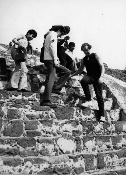 Canadian Team Members Climbing the Pyramid Outside Mexico City