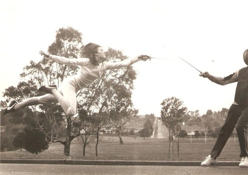 Mitzi Ferguson training with her coach Mtr. O'Brien