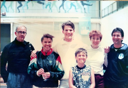 Coaches and Pupils L-R: Michael O'Brien, Arieta Reeh (Aust. Epee Champ. 91), ?? Tynan Worsfield, Siobhan Feeney (Mouncey) (Aust. Eppe Champ. 90), Gary Worsfield