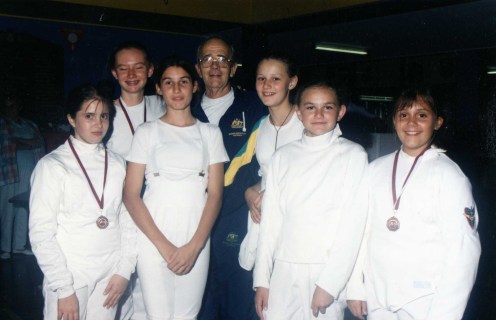 PYC Fencers and their Coach Maitre O'Brien (Early 90s)