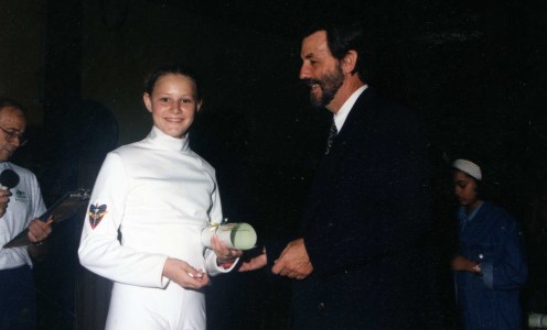 Mayor Baildon Presenting Trophy to Julia Fitzgerald